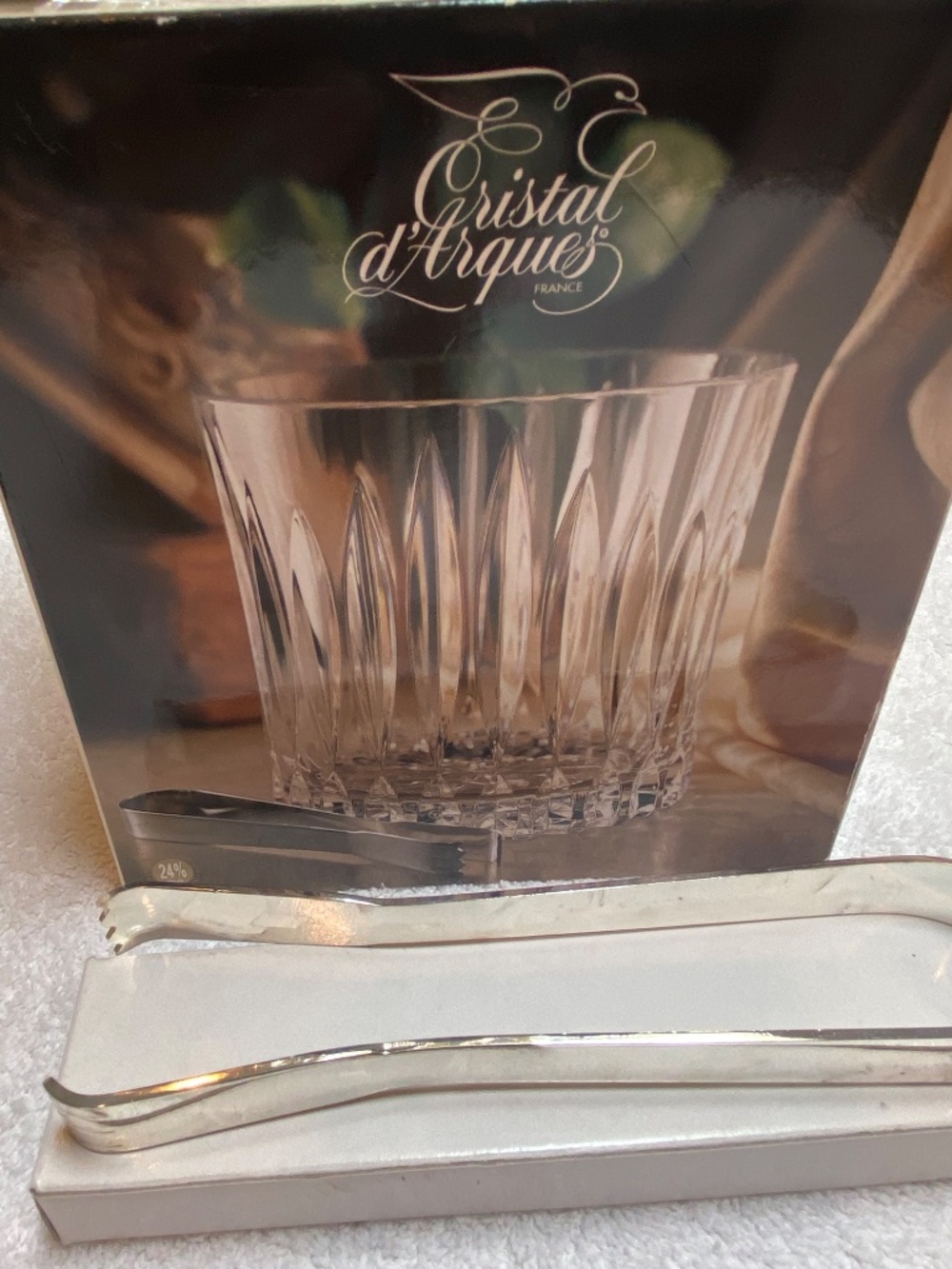 Crystal Ice Bucket with Tongs. - Picture 3 of 6